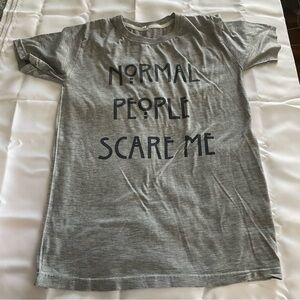 Womens Normal People Scare Me Graphic Tshirt Tee Short Sleeve Size Medium Gray